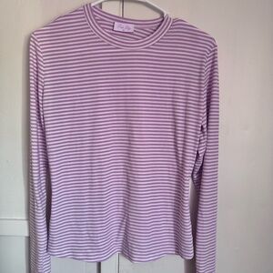 Pink striped  high neck Long Sleeve Top